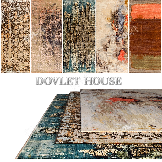 DOVLET HOUSE 5-Piece Carpets (Part 204) 3D model image 1