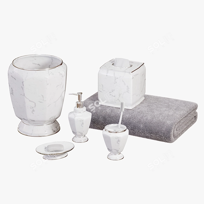 Faux Marble Bath Set: Elegant Accessories 3D model image 1