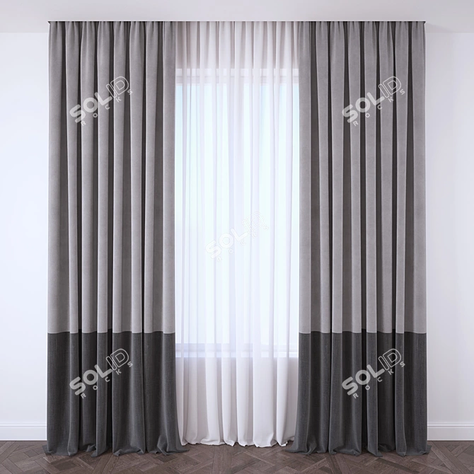 Elegant Drapery Curtain 3D model image 1