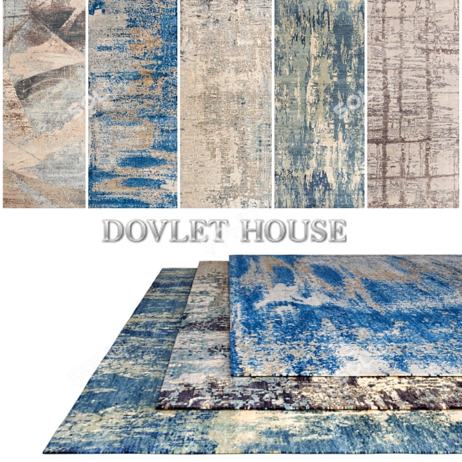 DOVLET HOUSE 5-Piece Carpets (Part 208) 3D model image 1