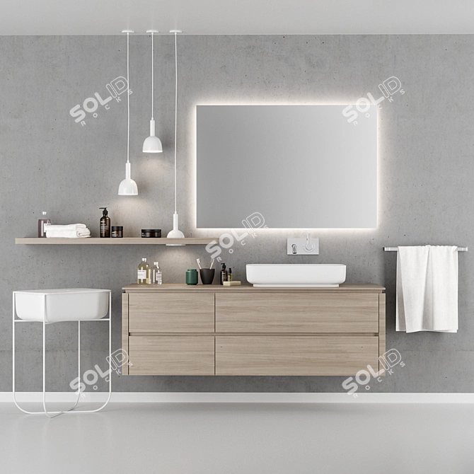 Modern QI Bathroom Furniture Set 3D model image 1