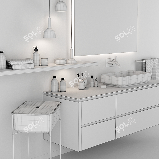 Modern QI Bathroom Furniture Set 3D model image 3