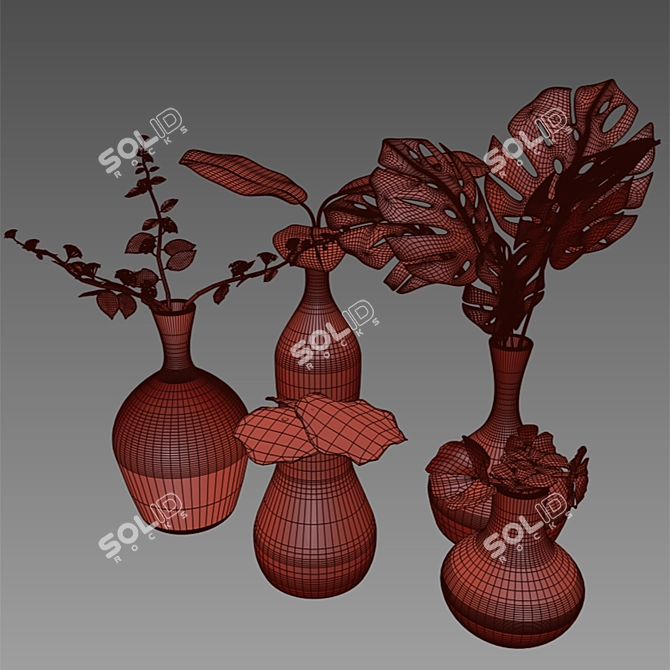 Colorful Vase Plant Collection 3D model image 3