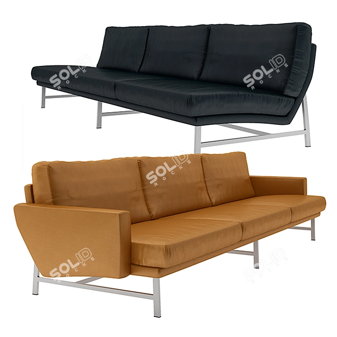 Modern Leather Sofa PL 103 3D model image 1