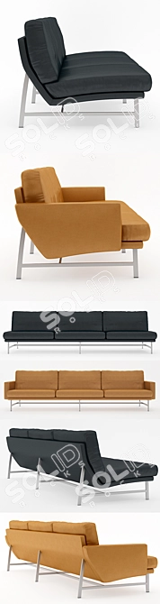 Modern Leather Sofa PL 103 3D model image 2