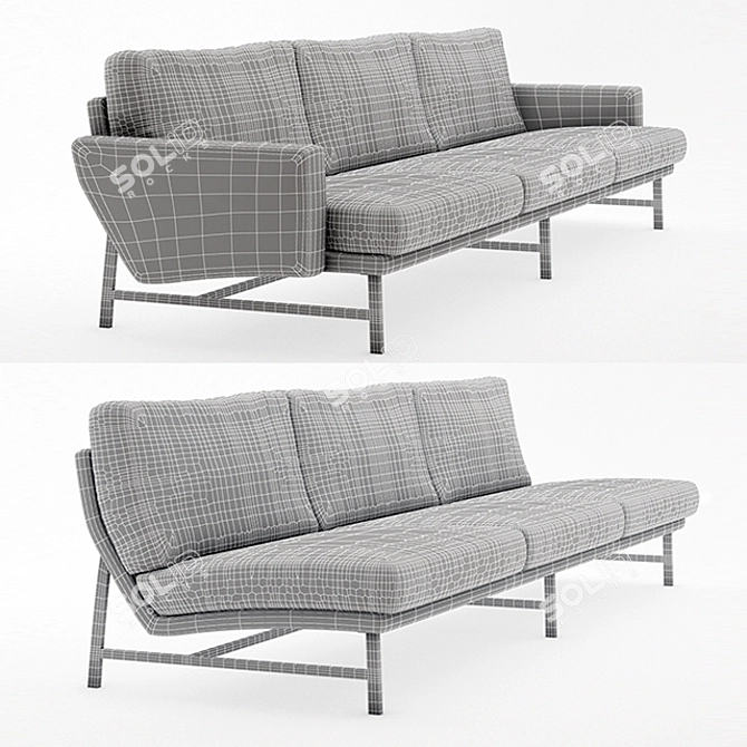 Modern Leather Sofa PL 103 3D model image 3