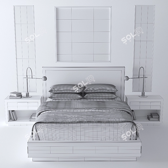 Shagreen King Platform Bed 3D model image 3