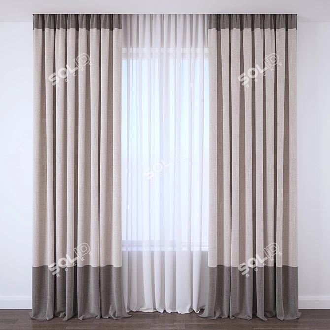 Elegant Window Drapes 3D model image 1