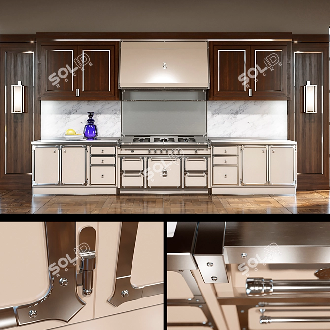 Luxury Kitchen: Avana Pearl & Satin Nickel 3D model image 1