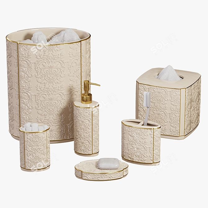 Furla Cream Damask Bath Set 3D model image 1