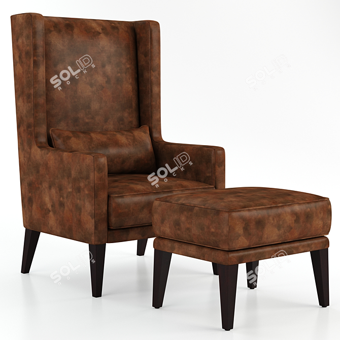 Sleek Wingback Chair 3D model image 1