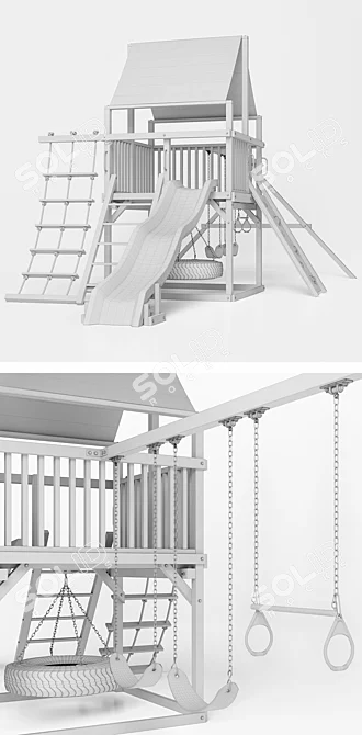 Bailey Climber Swing Set: Endless Fun for Kids! 3D model image 3