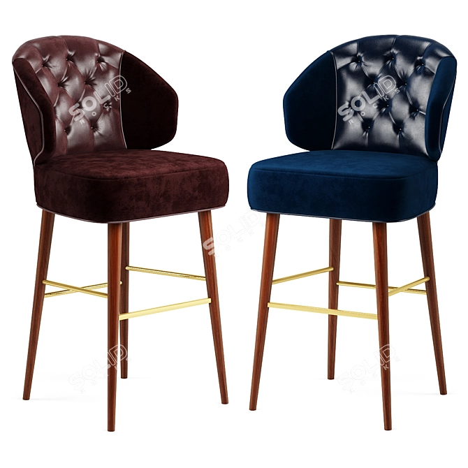 Canyon Bar Chair: Luxurious Velvet & Leather Upholstery 3D model image 1