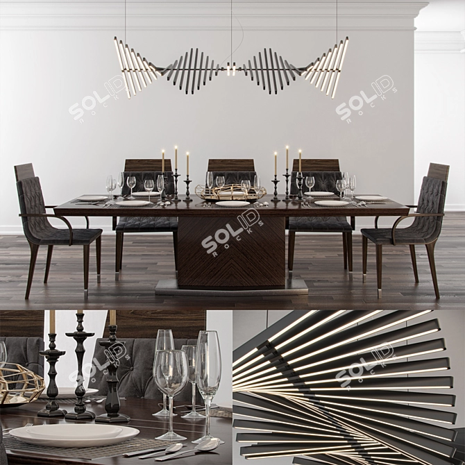 Elegant Vogue Dining Set 3D model image 1