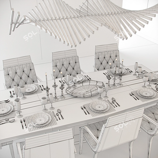 Elegant Vogue Dining Set 3D model image 3