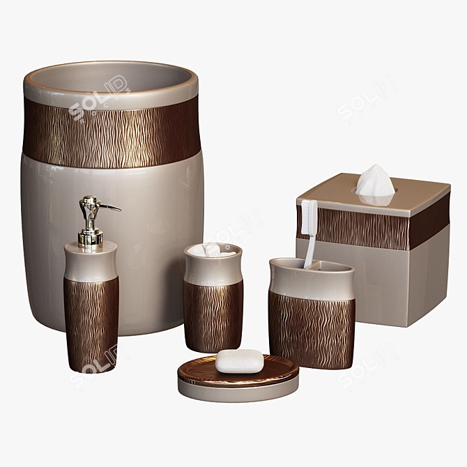 Elegant Magnolia Bathroom Set 3D model image 1