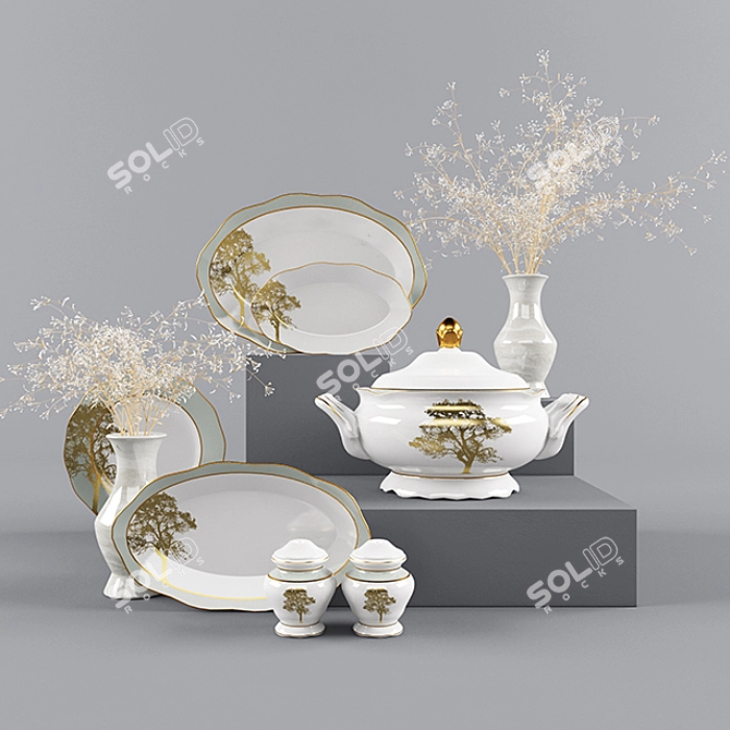 Exquisite Daphne Dining Set 3D model image 1