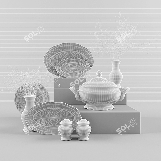 Exquisite Daphne Dining Set 3D model image 2