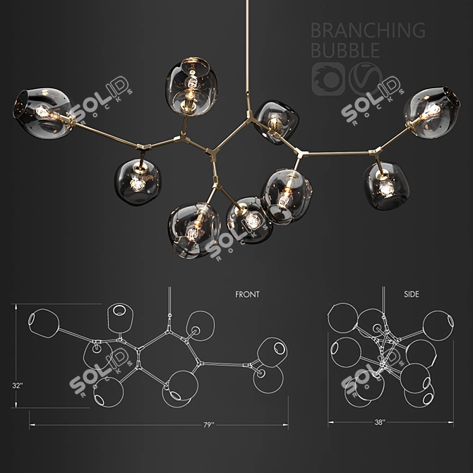 Ethereal Glow: Branching Bubble Pendant 3D model image 1