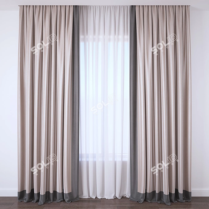 Stylish Window Curtains 3D model image 1