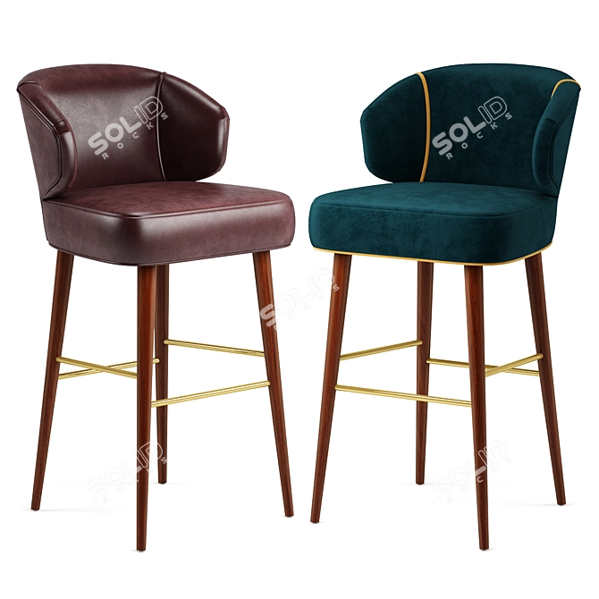 Luxurious Tippi Bar Chair: Velvet Beauty 3D model image 1