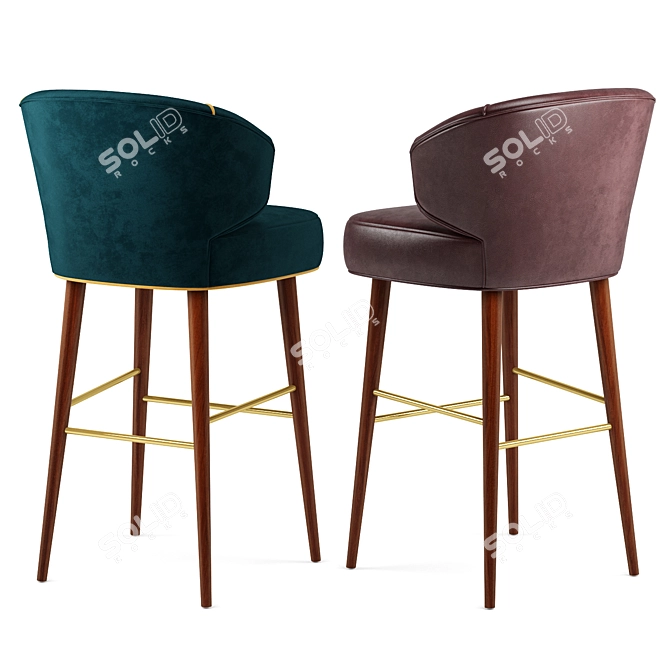 Luxurious Tippi Bar Chair: Velvet Beauty 3D model image 2