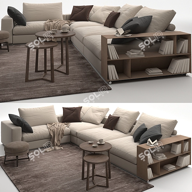 Modern and Versatile Sofa Flexform Groundpiece Set 3D model image 1