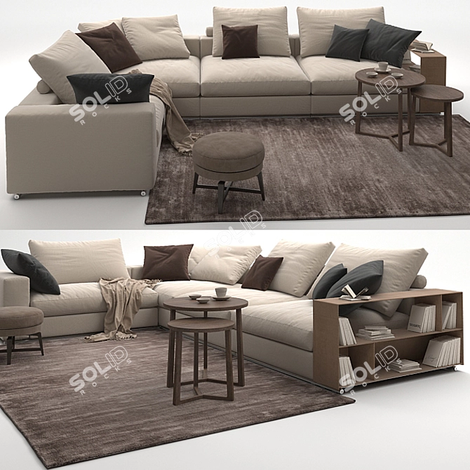 Modern and Versatile Sofa Flexform Groundpiece Set 3D model image 2