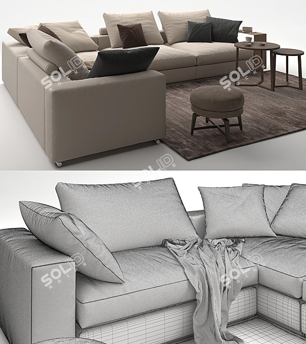 Modern and Versatile Sofa Flexform Groundpiece Set 3D model image 3