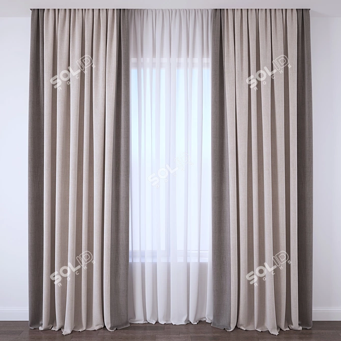 Elegance in Waves Window Curtain 3D model image 1