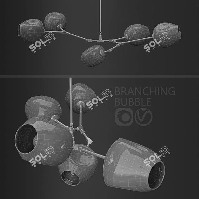 Sleek Bubble Branch 5-Lamp 3D model image 2