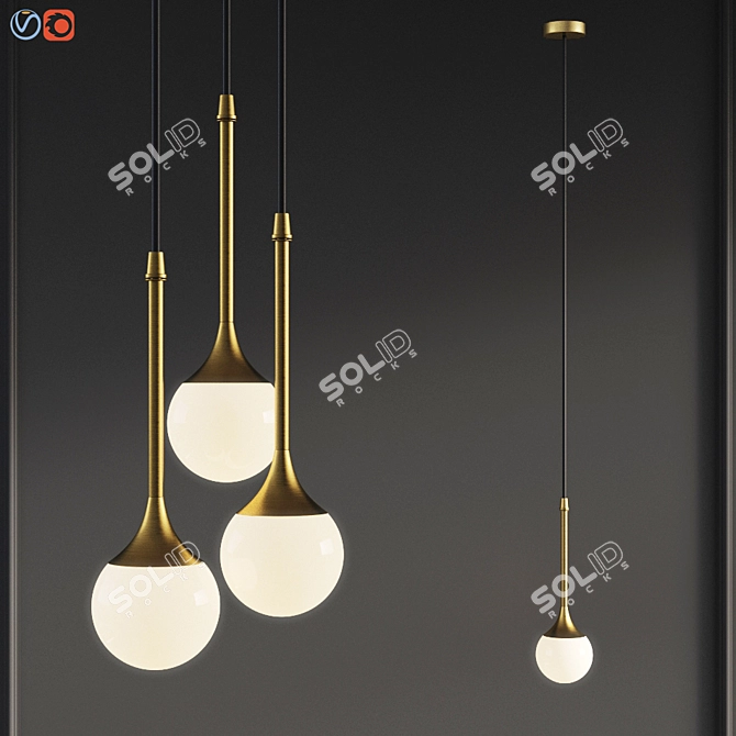 Sleek SS-1 Pendant with Frosted Glass 3D model image 1