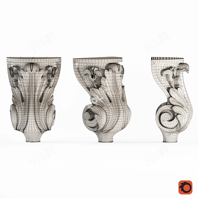 Carved CNC Machine Foot Support 3D model image 3