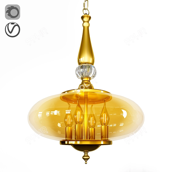 Luxurious Gold Pendant Light - MIEL SP4 3D model image 1
