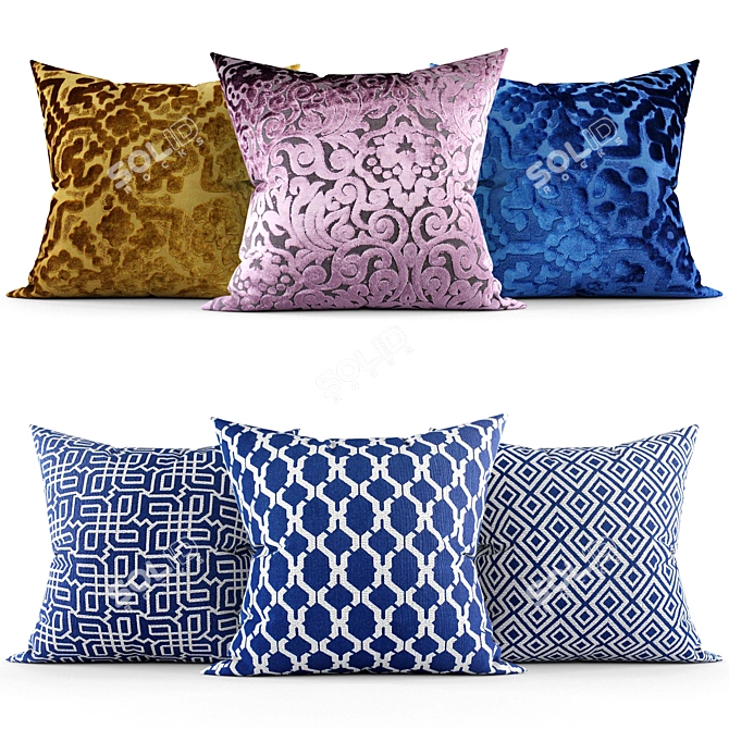 Elegant Accent Pillows 3D model image 1