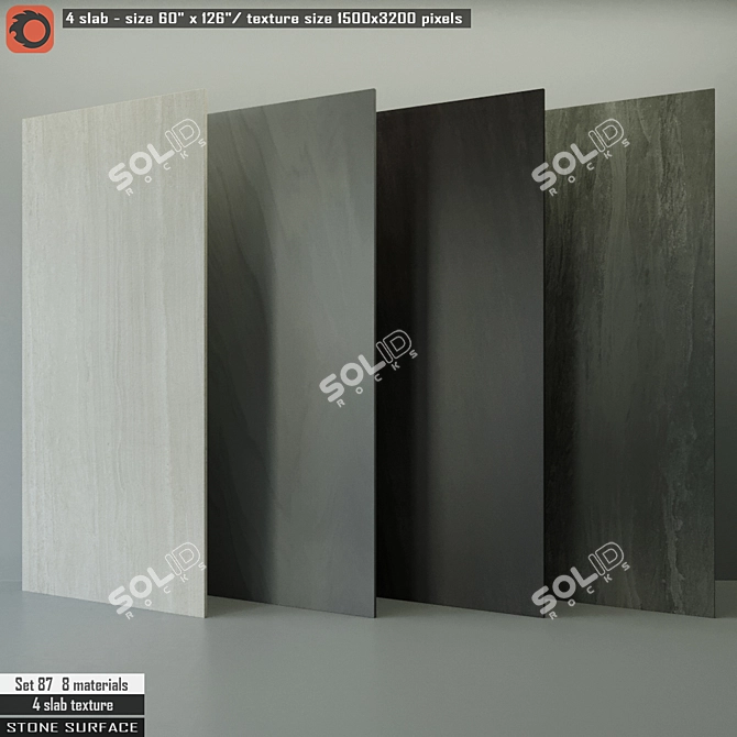 Premium Stone Slab Set 3D model image 1