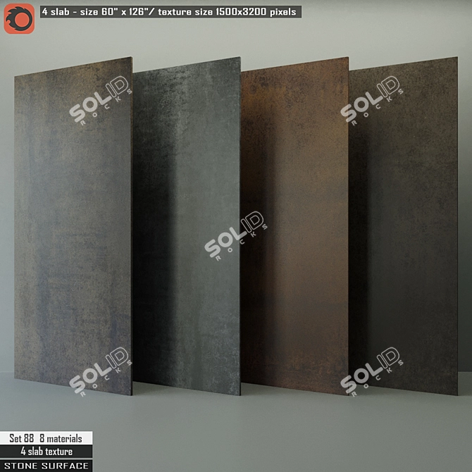 Stone Slab Set 88: High-Resolution Textures, 8 Preset Materials 3D model image 1