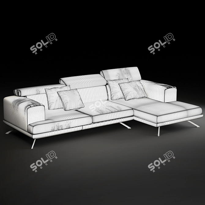 Luxurious Golden Fabric Sofas+ 3D model image 2