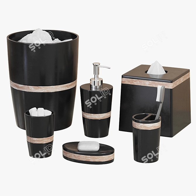 Elegant Milano Bath Set 3D model image 1