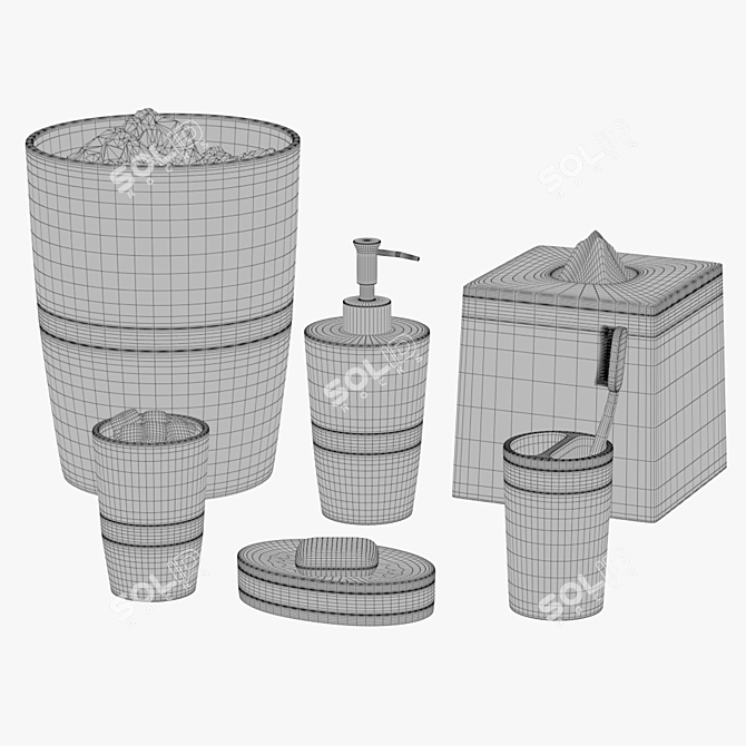 Elegant Milano Bath Set 3D model image 2