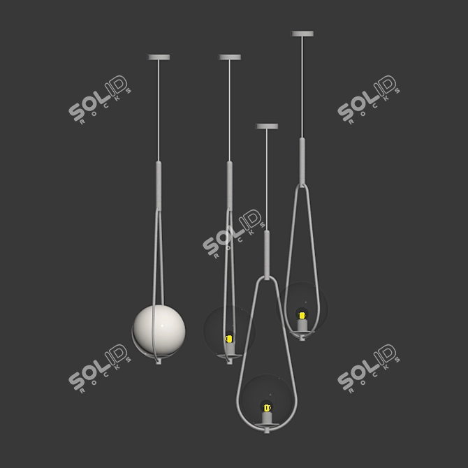 Modern Brass Pendant Lamp 3D model image 2