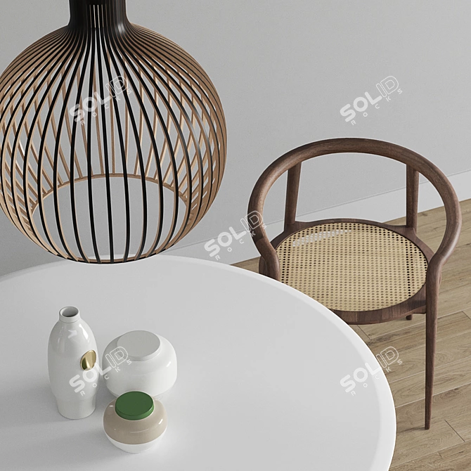 Elegant Saen Round Table Set 3D model image 2