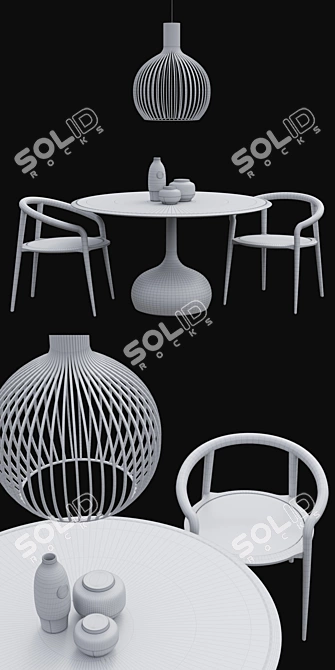 Elegant Saen Round Table Set 3D model image 3