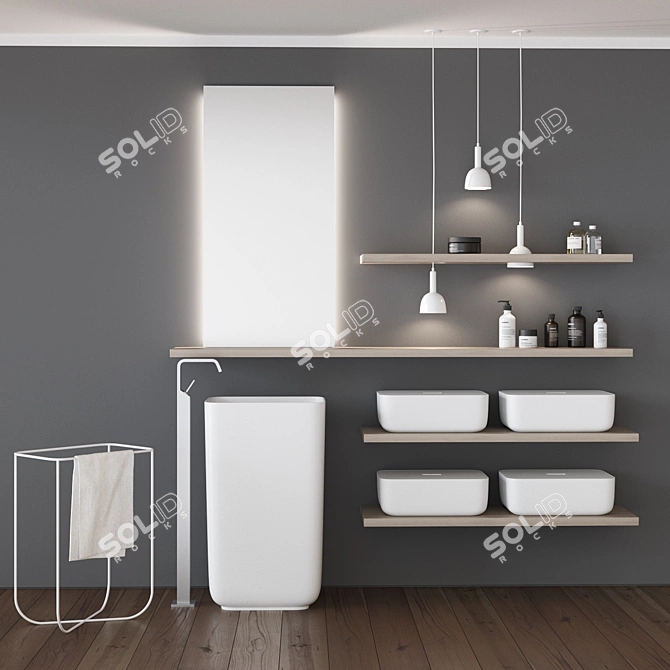 QI Bathroom Furniture Set: Modern Elegance 3D model image 1