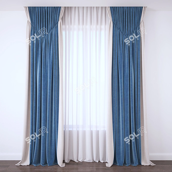 Elegant Velvet Curtain 3D model image 1