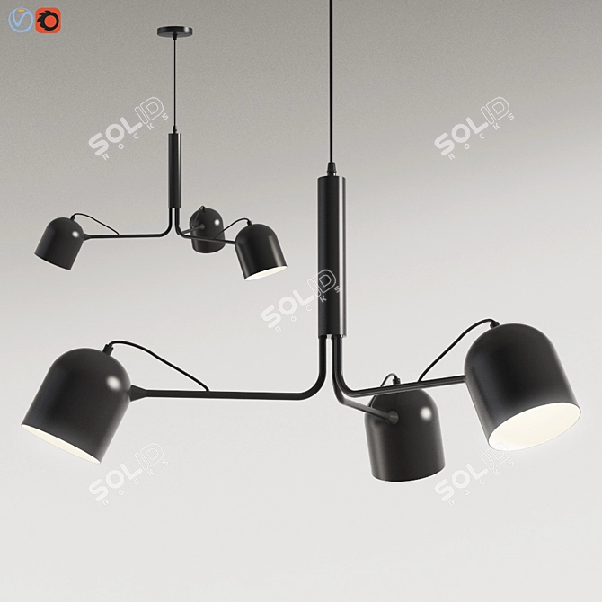 Liang Black Metal Pendant Lamp 3D model image 1