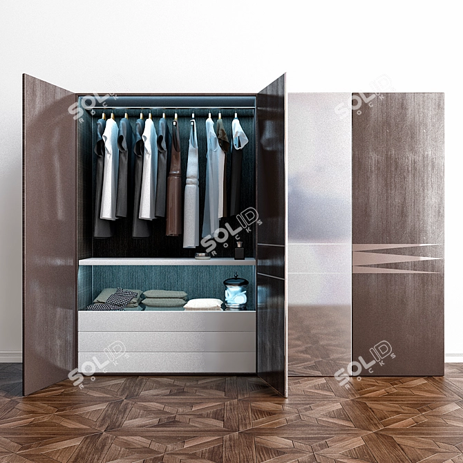 Elegant 4-Door Wardrobe - Monaco Italy 3D model image 1