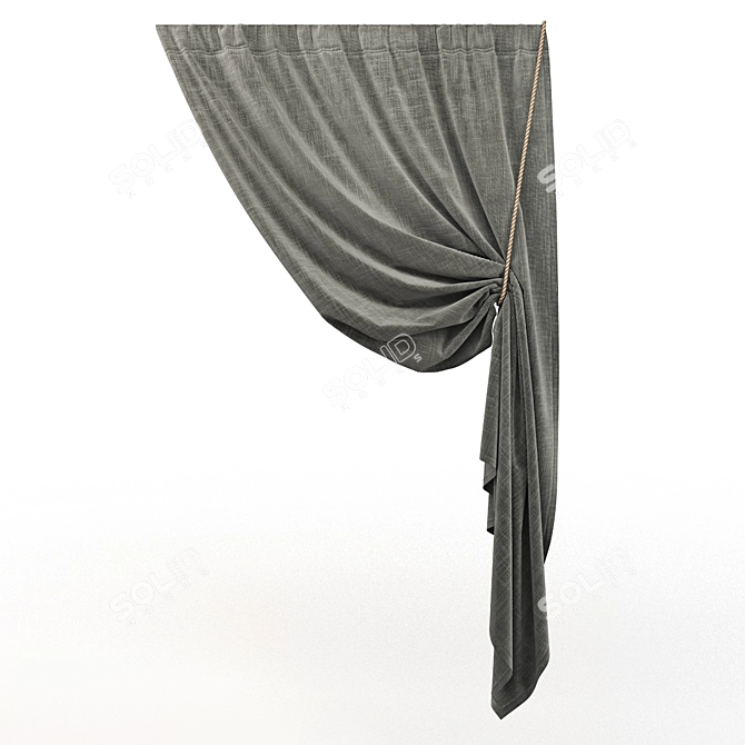 Elegant Window Curtain with Ties 3D model image 1