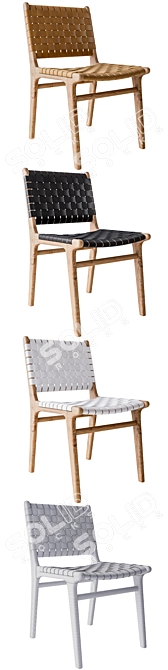 Elegant Leather Strapping Chair & Stools 3D model image 2