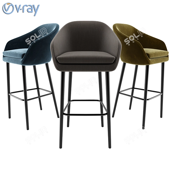 Elegant Aleria Upholstered Bar Stool 3D model image 1